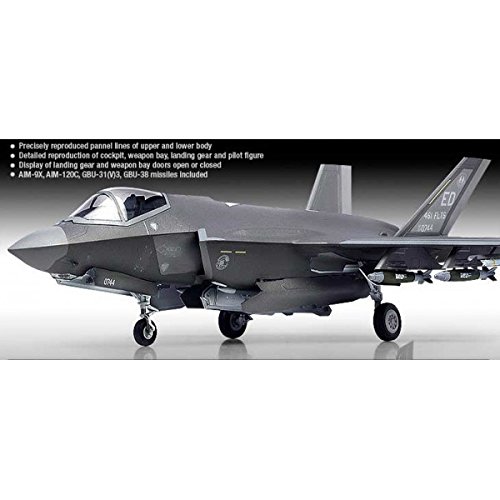 1:72 Academy USAF F-35A Lightning II Plastic Model Kit (12507) - Original Box Included - Perfect for Military Aircraft Collectors & Model Building Enthusiasts