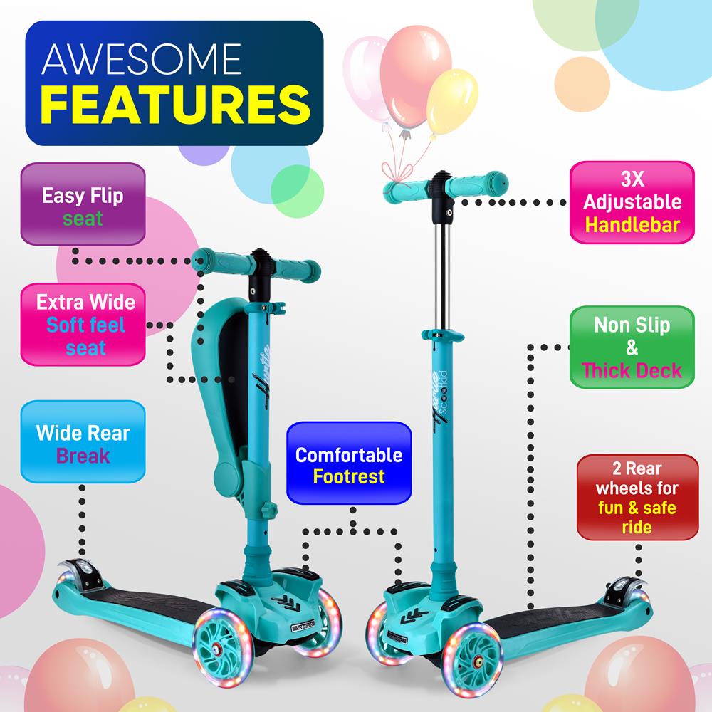 Mini Kids Toy Scooter - 3 Wheel Lightweight Foldable Scooter for Boys & Girls Ages 3-8 - Perfect for Outdoor Play, Park Rides & Backyard Fun
