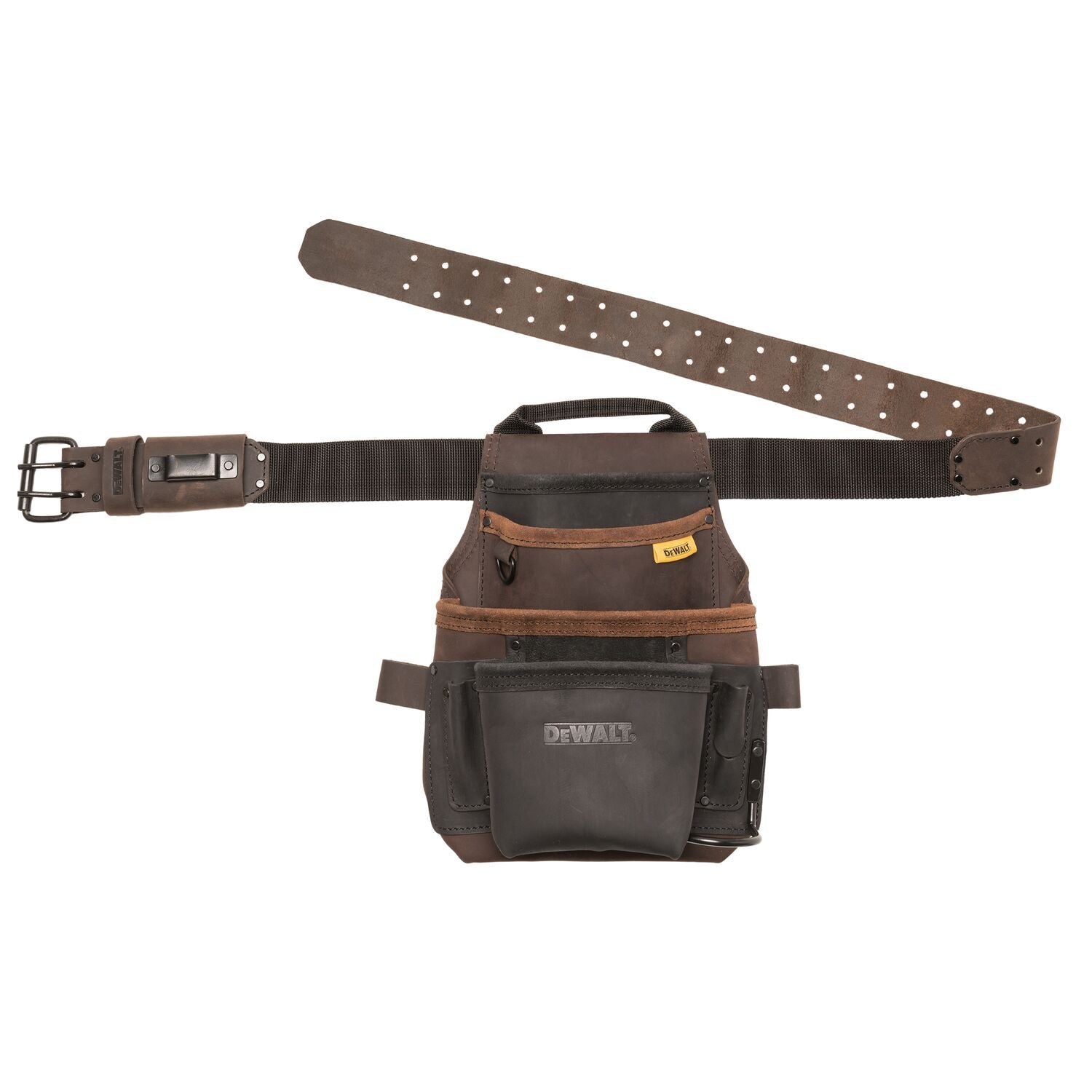 DEWALT DWST550115 Leather Tool Pouch with Belt - Heavy Duty Construction for Carpenters, Electricians & DIY Projects | Perfect for Job Sites & Home Workshops