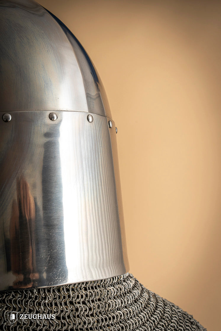 Great Helmet Sugar Loaf 2mm Polished - Premium Medieval Helmet for LARP, Cosplay & Historical Reenactment