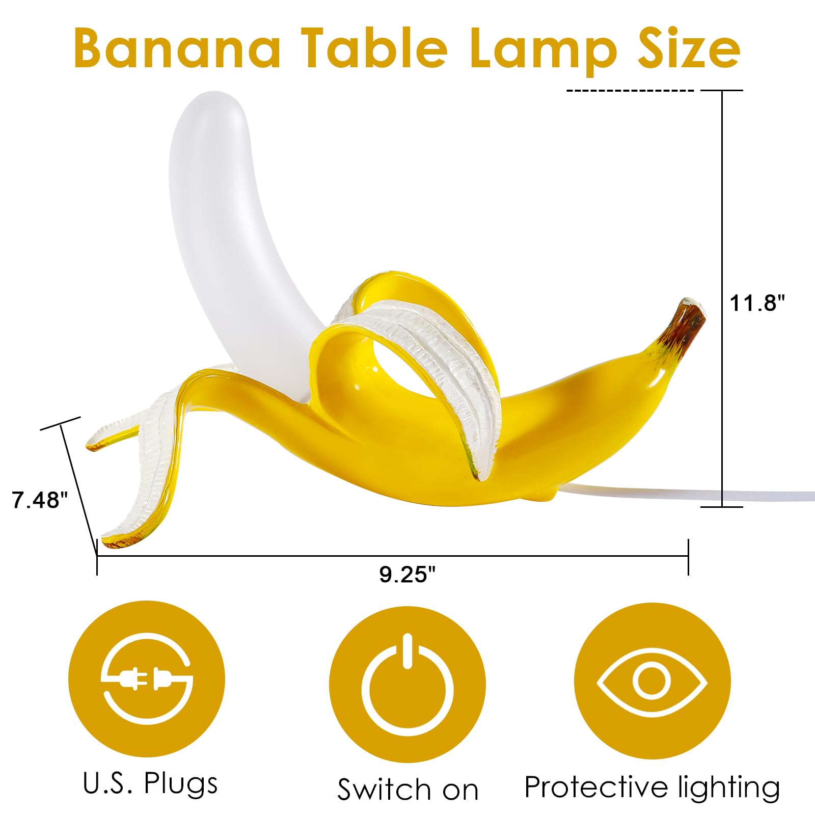 MAYOLA Modern Banana Table Lamp - LED Desk Lamp & Night Light with Baking Finish Resin for Living Room, Bedroom, Home Office, Kids Room - Perfect for Reading, Decor, and Cozy Ambiance (Lying Style)