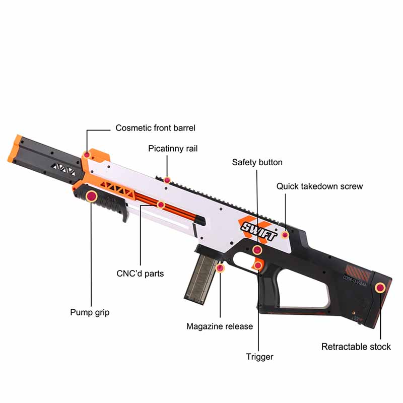 Worker Swift Foam Dart Blaster Toy Gun - High Performance Foam Dart Blaster for Outdoor Games, Nerf Battles & Backyard Fun - Perfect for Kids, Teens & Adults