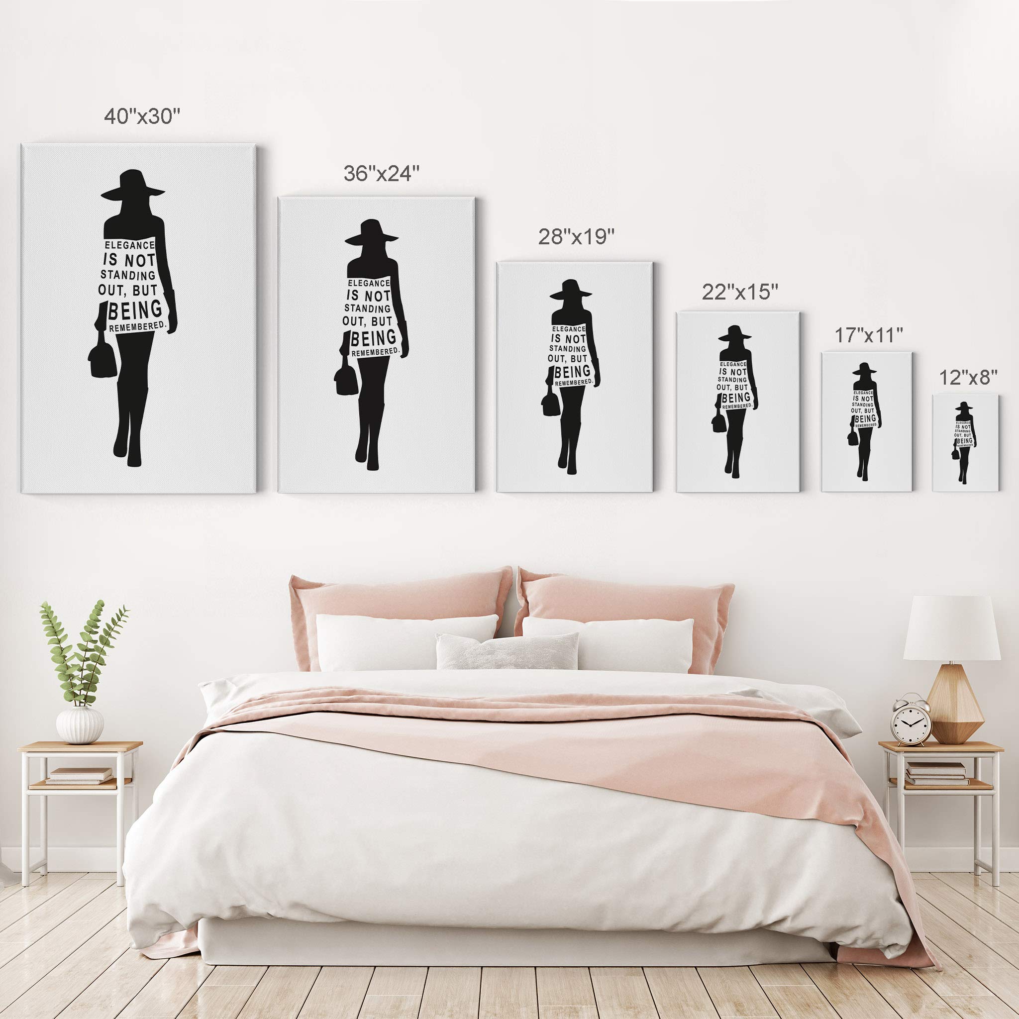 Smile Art Design Elegant Black Typography Glam Fashion Canvas Wall Art - Modern Office, Girls Room, Women's Dorm & Living Room Decor - Ready to Hang 40x30 - Perfect for Home, Bedroom & Gift Giving