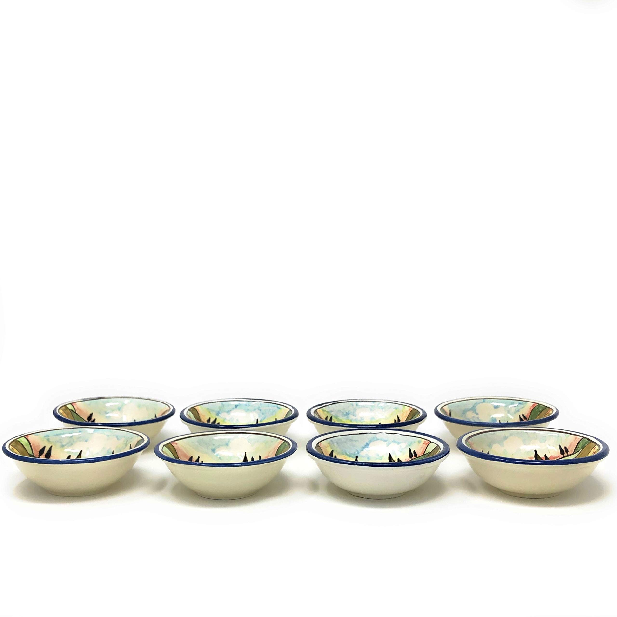 Italian Ceramic Serving Set - 8-Piece Appetizer Tray & Bowls with Hand-Painted Poppies | Tuscan Art Pottery Made in Italy | Perfect for Entertaining, Dinner Parties & Home Decor