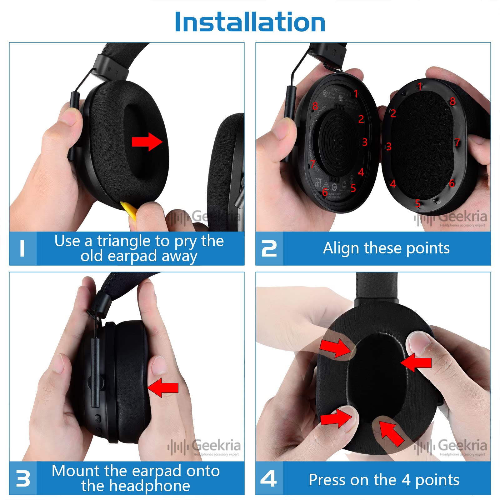Geekria Cooling-Gel Replacement Ear Pads for Razer BlackShark V2 & V2 Pro - Breathable Memory Foam Ear Cushions, Headset Earpads, Repair Parts (Black) - Perfect for Gaming, Music & Long Wear Comfort