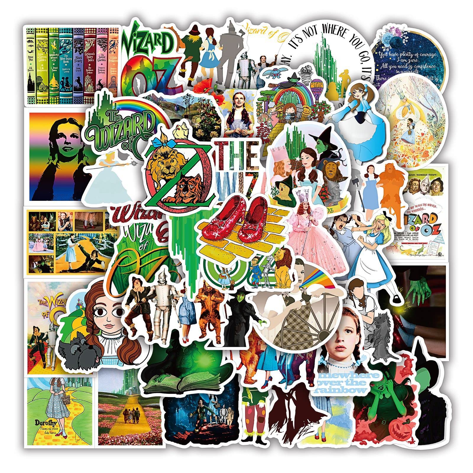 50Pcs The Wizard of Oz Stickers - Waterproof Vinyl Decals for Kids & Adults - DIY Laptop, Phone Case, Car, Bike Helmet, Water Bottle, Scrapbook Decor - Perfect for School, Office, Parties & Gifts