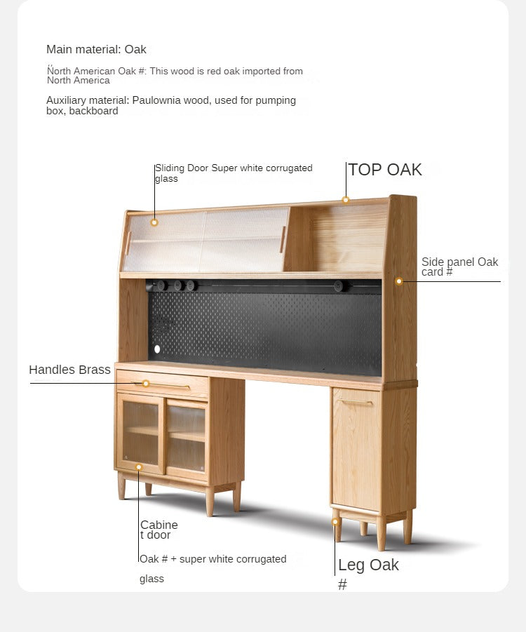 Solid Oak Wood Ultra-Thin Multi-Function Sideboard Buffet Cabinet - Perfect for Dining Room Storage, Kitchen Organization & Living Room Decor