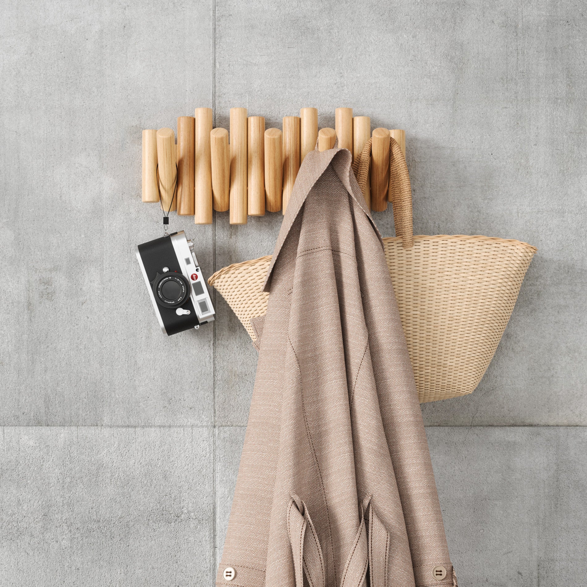 Picket 5 Wall Hook - Heavy Duty Hanging Hooks for Coats, Hats & Keys - Perfect for Entryway, Bathroom & Garage Organization