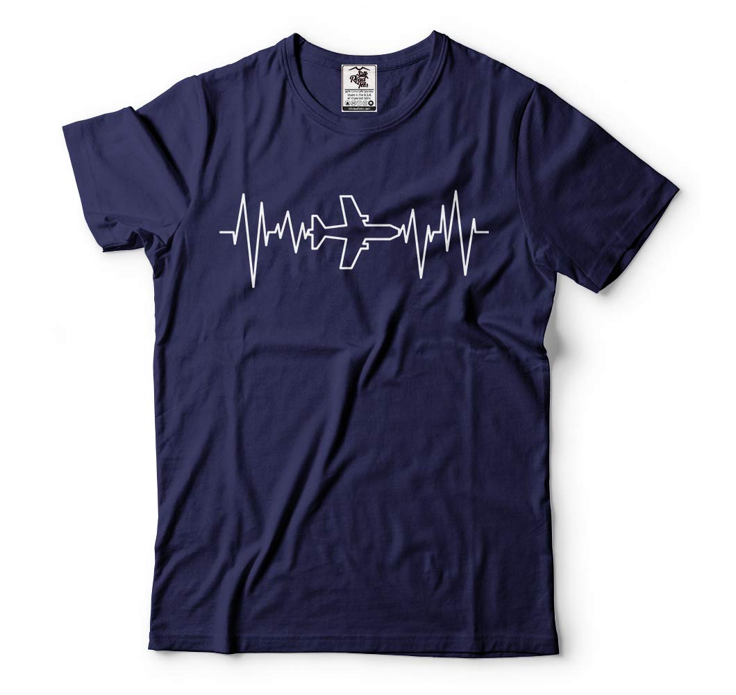 Aviation Pilot T-Shirt for Men - Heartbeat Pulse Airplane Design Tee | Perfect for Pilots, Aviation Enthusiasts & Casual Wear