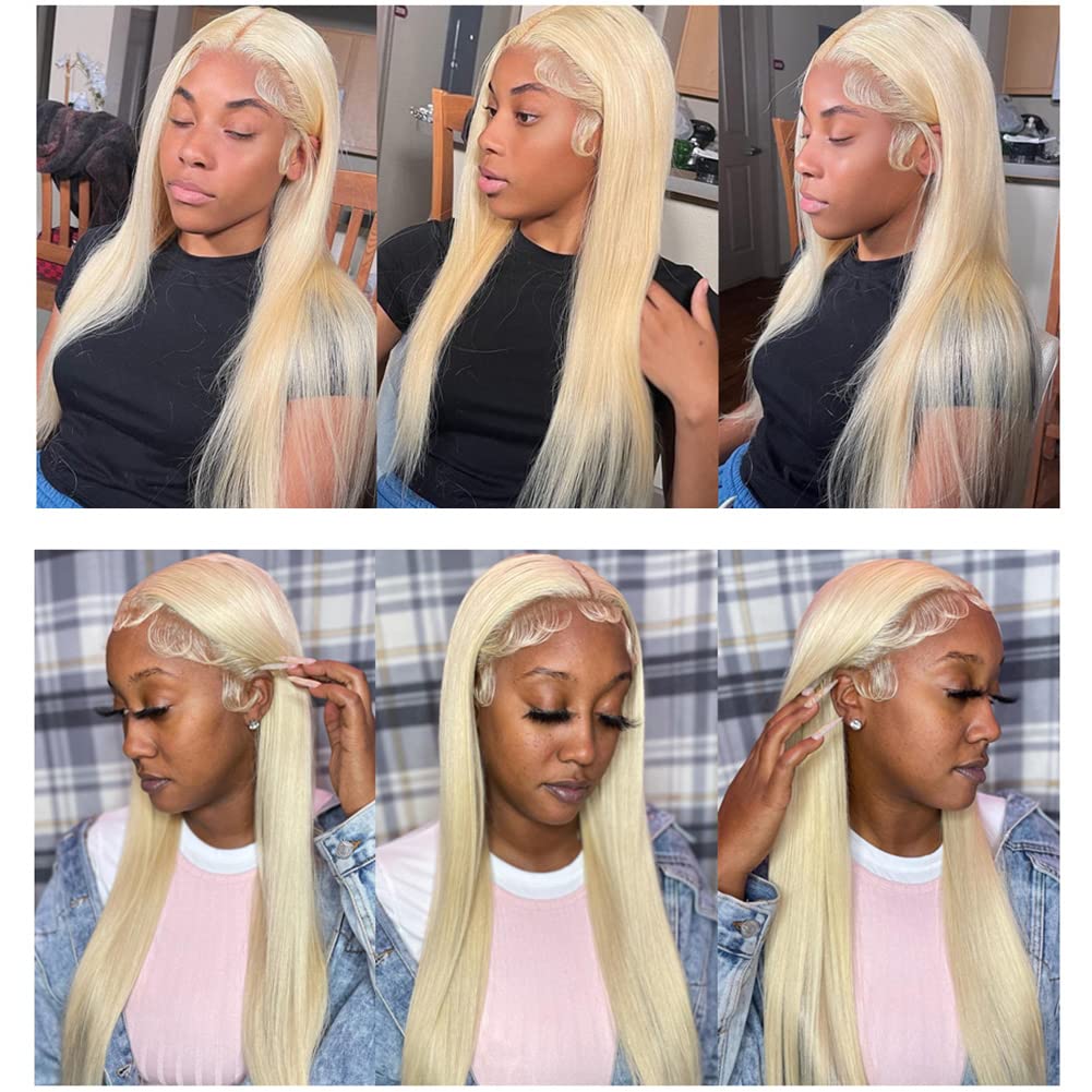13x4 Transparent Lace Front Wig Human Hair 613 Blonde HD Lace Frontal Wig for Black Women | Brazilian Virgin Human Hair | Pre-Plucked with Baby Hair | Natural Hairline | 180% Density | 30 Inch | Perfect for Daily Wear, Parties, Weddings & Special Occasions