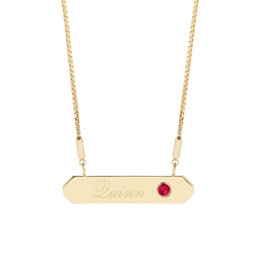 Personalized Birthstone Name Bar Necklace - Custom Engraved Jewelry for Women - Meaningful Birthday Gift for Her, Daughter, Wife or Mom - Perfect for Anniversaries, Graduations & Special Occasions