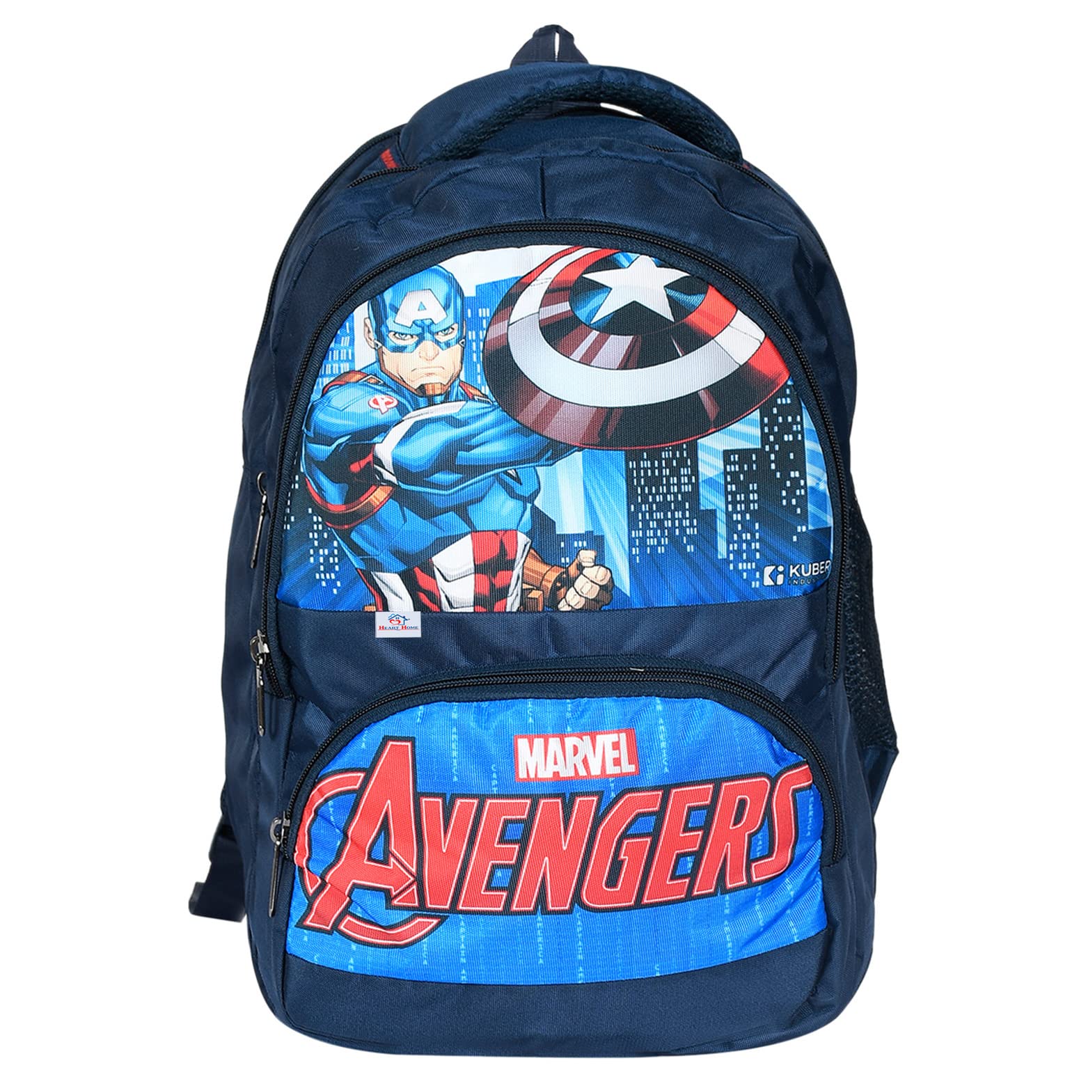 **Marvel Captain America Print Kids Backpack - Stylish Waterproof School Bag with Comfortable Shoulder Straps (Blue) - Perfect for School, Travel & Daily Use**