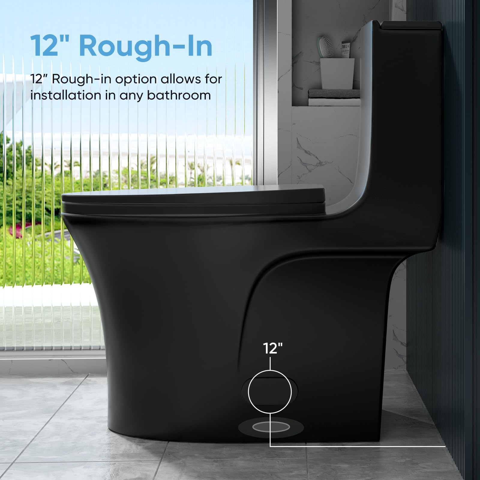 WIIS' IDEA One Piece Dual Flush Toilet - 1.6/1.0 GPF Water Saving, 15.1