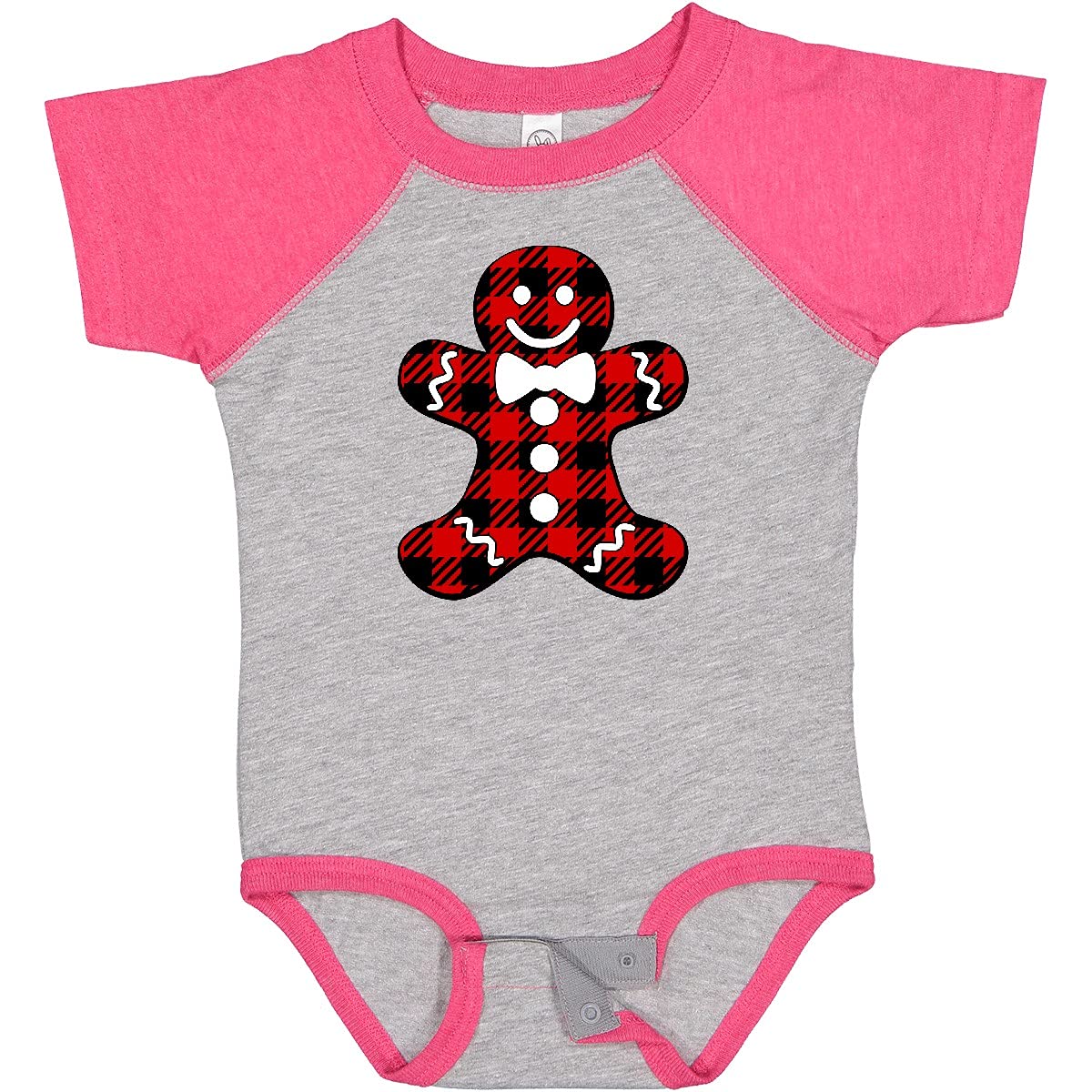 Inktastic Buffalo Plaid Gingerbread Man Baby Bodysuit - Cute Christmas Outfit for Infants & Toddlers - Perfect for Holiday Photos, Family Gatherings & Festive Celebrations