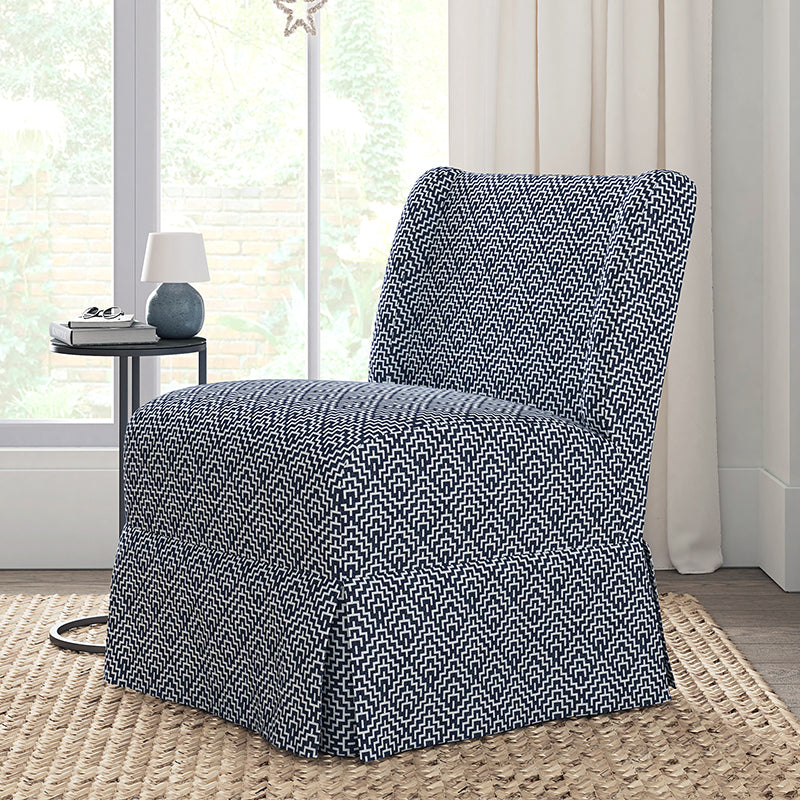 Ellmar Slipper Chair with Washable Slipcover & Solid Wood Legs - Comfortable Accent Chair for Living Room, Bedroom or Office - Perfect Reading Chair & Lounge Seat for Small Spaces