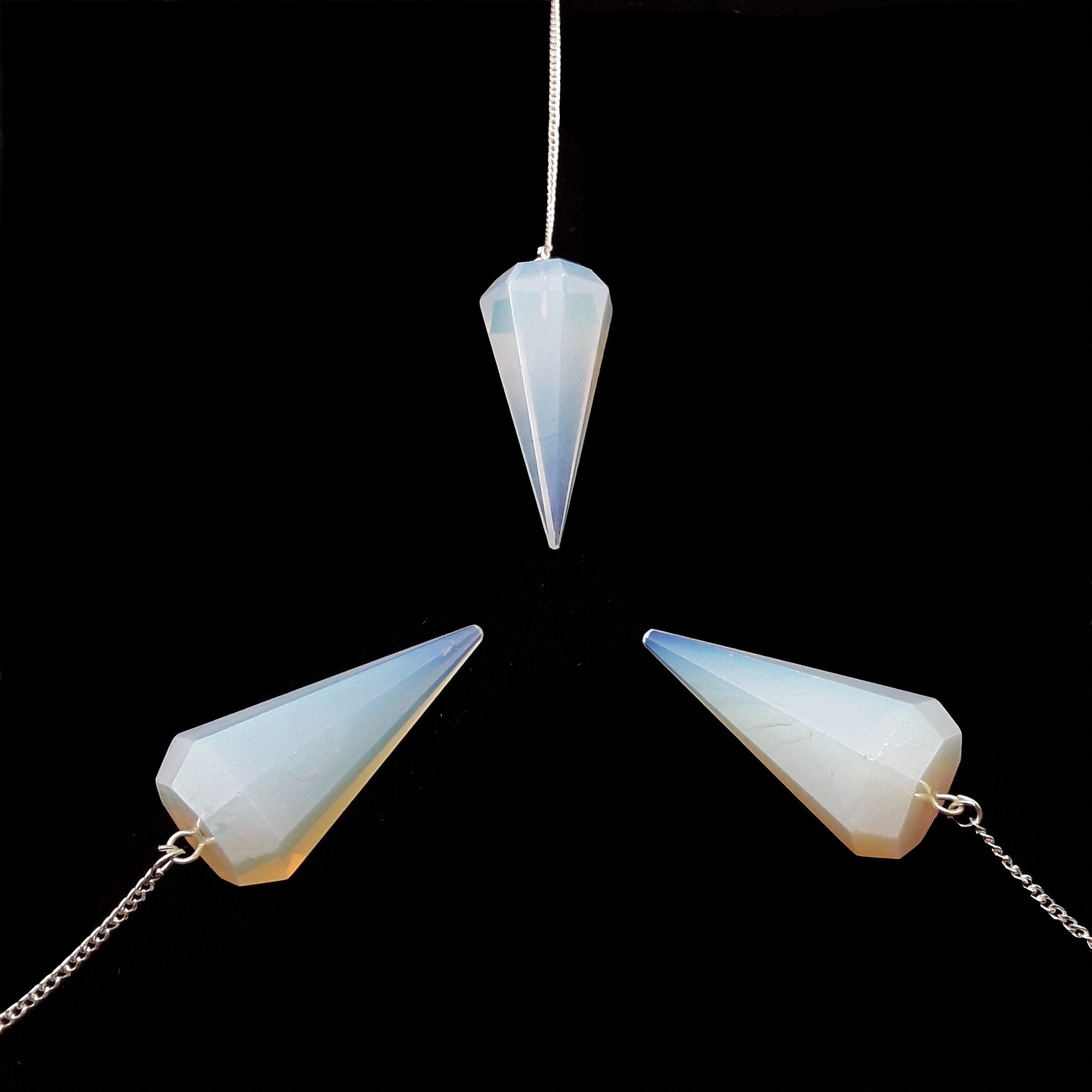 Opalite Crystal Pendulum Pendant for Healing & Divination - 40x18mm with 8