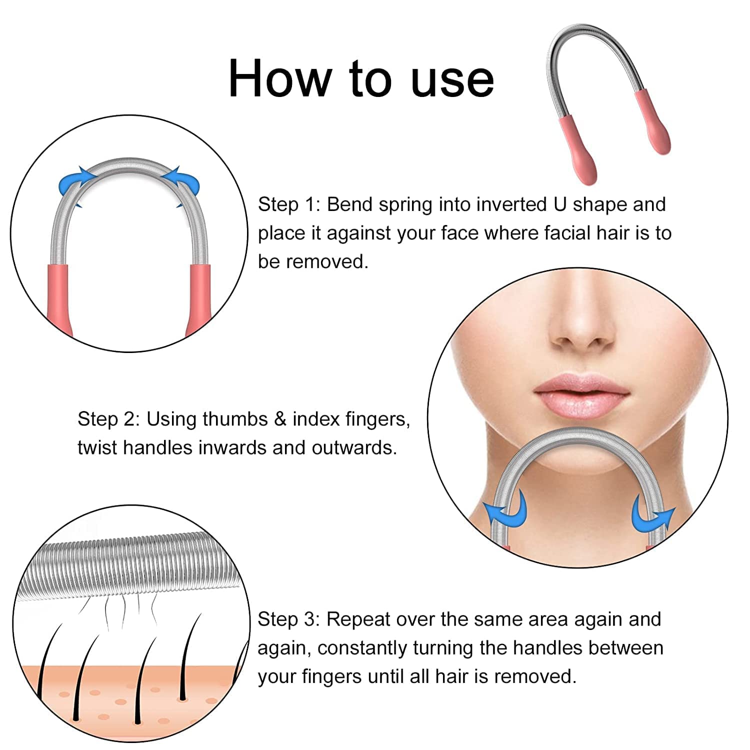 Jankylabh Facial Hair Remover for Women - Spring Coil Hair Removal Stick for Upper Lip, Chin, Face & Neck | Painless & Reusable | Perfect for Home Spa, Travel & Quick Touch-Ups