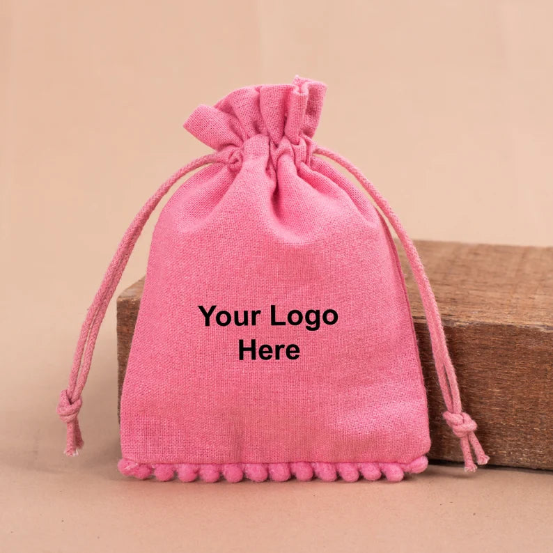 100 Personalized Pink Designer Pouch with Bottom Pom Poms - Unique Gift for Women & Girls | Perfect for Makeup, Jewelry & Travel Accessories Storage