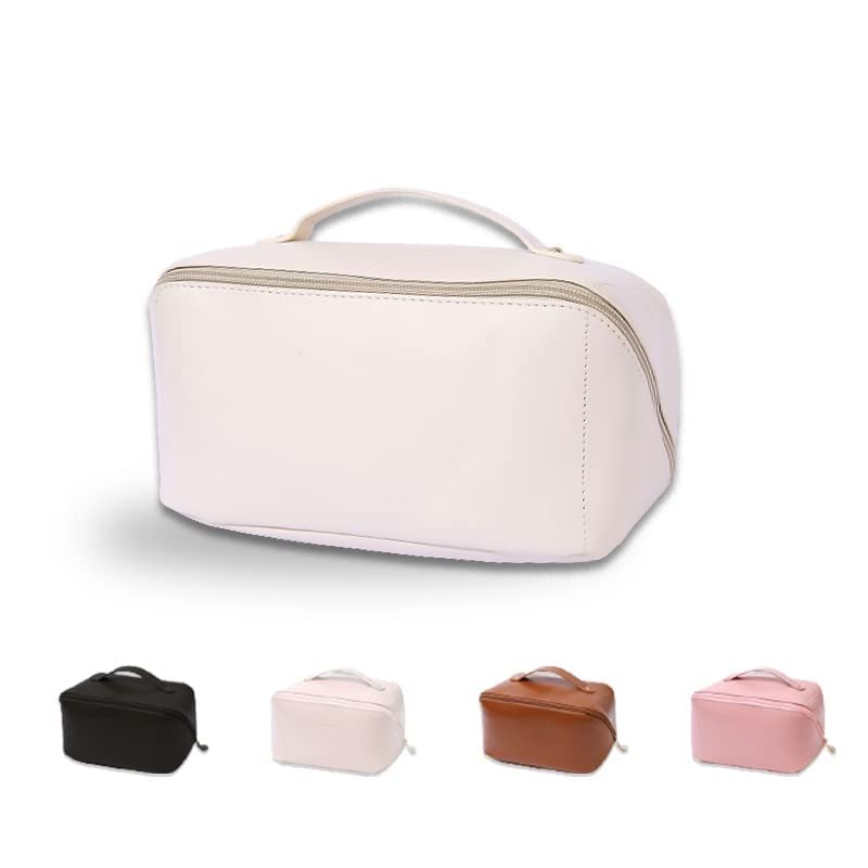 Large Capacity Water-Resistant Leather Makeup Travel Bag - Double Layer Cosmetic & Toiletry Organizer for Women, Multifunctional Storage Pouch - Perfect for Travel, Gym, and Daily Essentials