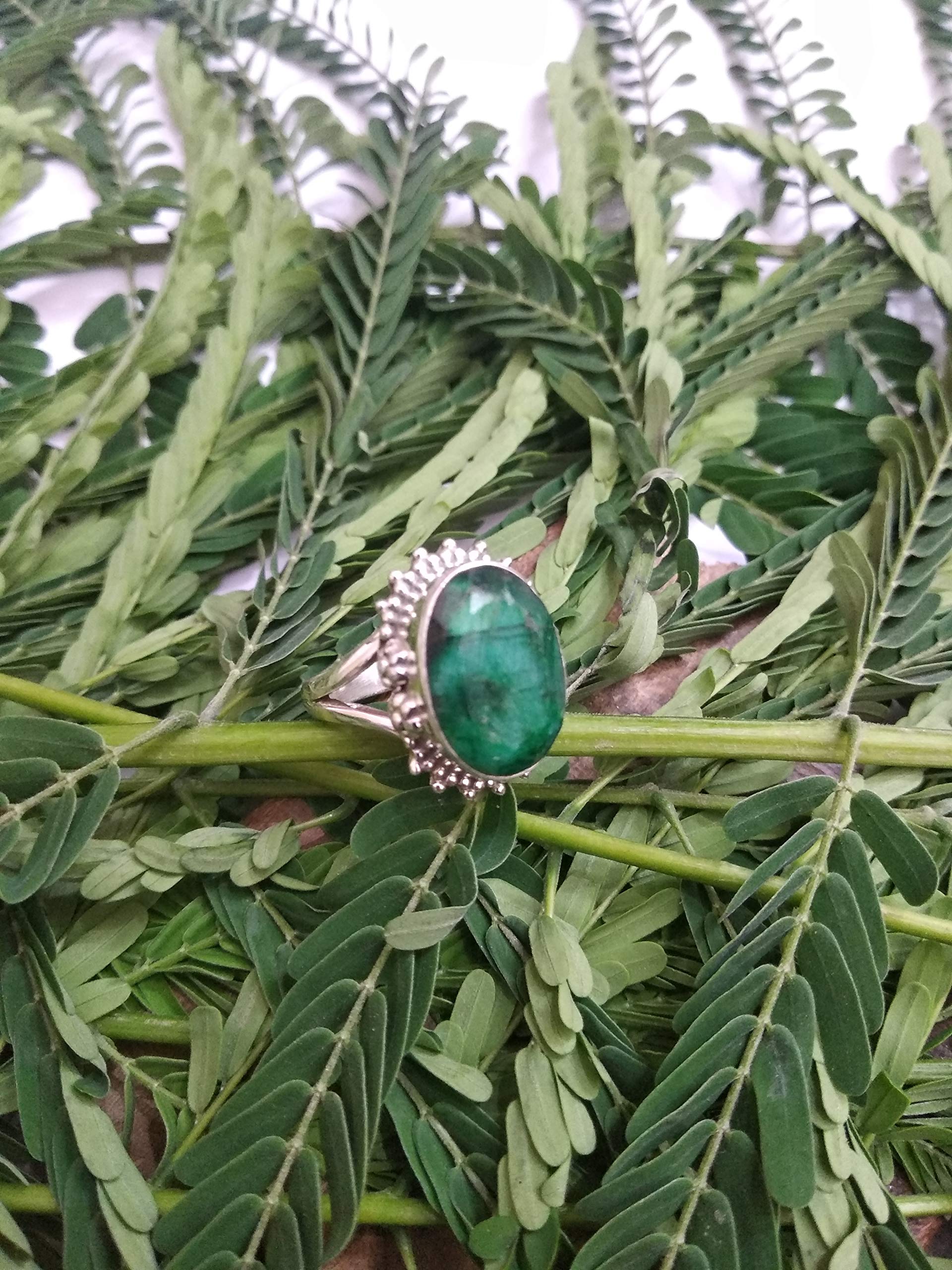 Emerald Sterling Silver Ring - May Birthstone Statement Jewelry for Women | Art Deco Boho Engagement, Promise & Bridesmaid Gift | Perfect for Weddings, Anniversaries & Special Occasions