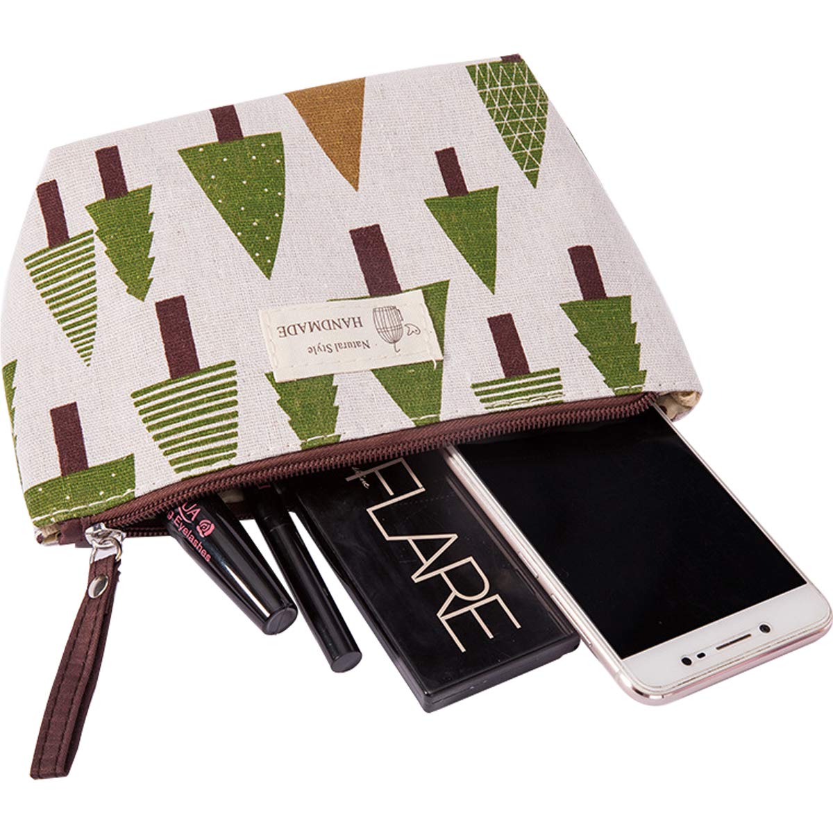 6-Piece Printed Canvas Makeup Bags Set - Multi-Functional Travel Cosmetic Organizer with Zipper for Women & Girls (6 Stylish Designs) - Perfect for Travel, Gym, Daily Use & Gift Giving