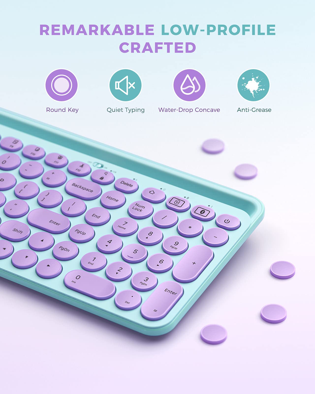 Seenda Bluetooth Keyboard for iPad - 2.4G Wireless & Bluetooth Multi-Device Keyboard with Numeric Keypad, Tablet Stand Holder Compatible with iPad, Android Phone, MacBook, Windows PC (Barbie Purple) - Perfect for Home Office, Travel & Remote Work