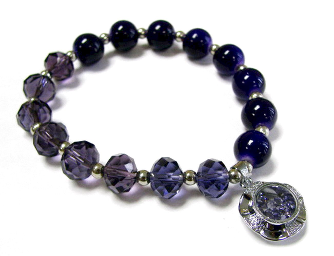 Amethyst Birthstone Bracelet for Women - February Birthday Gift, Glass Beaded Charm Bracelet, Christmas Jewelry Present - Perfect for Gifting, Daily Wear & Special Occasions