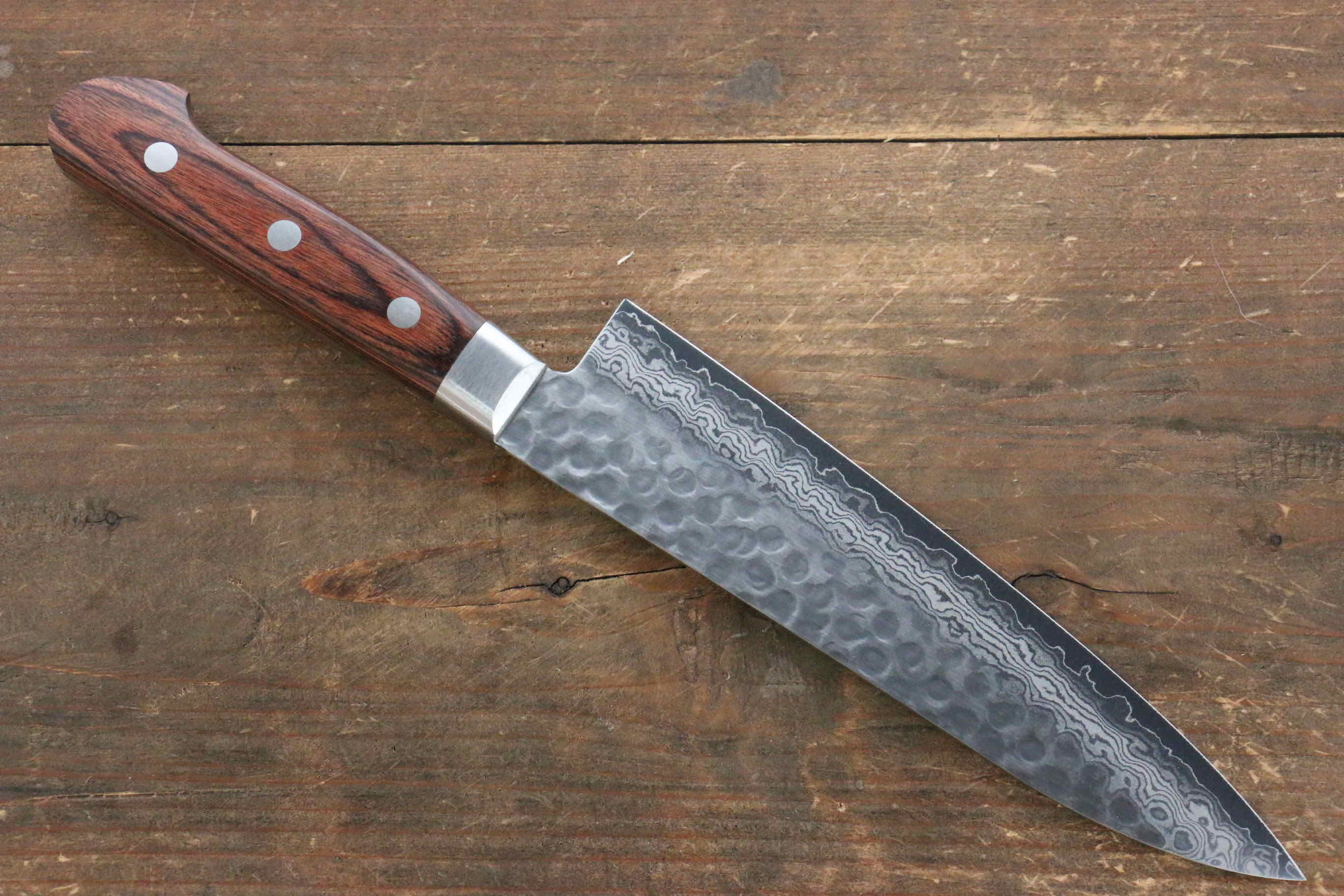 Premium Jikko VG10 17-Layer Damascus Gyuto Chef Knife 180mm - Japanese Mahogany Handle - Perfect for Sushi, Meat Cutting & Professional Kitchen Use