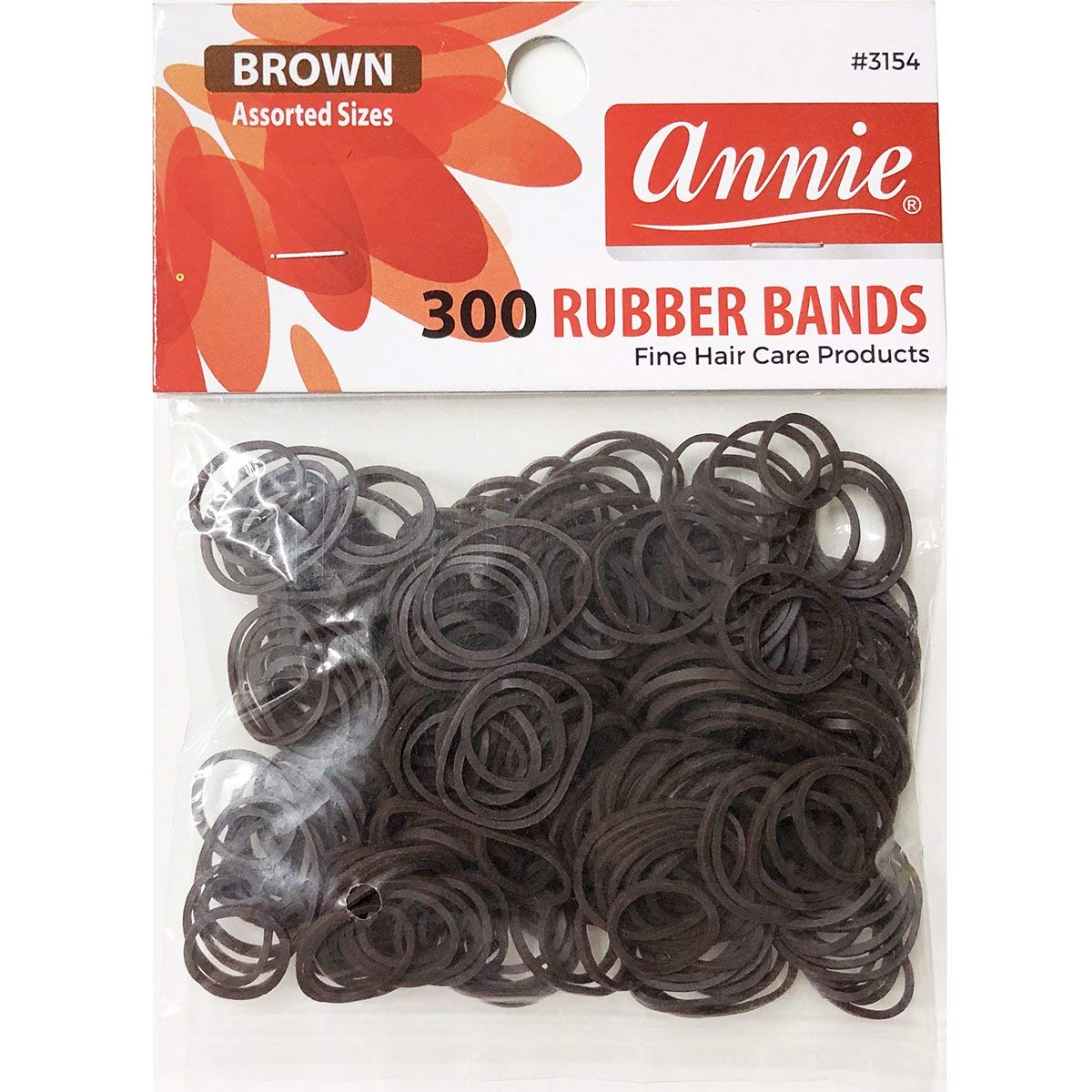 Annie 300 Rubber Bands Assorted Sizes - Brown for Office & Crafts