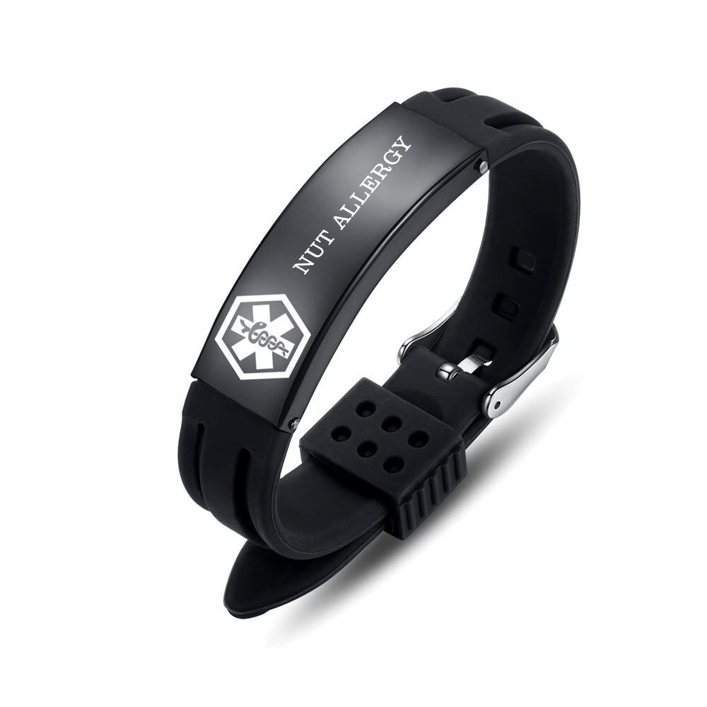 Adjustable Medical Alert Bracelet for Men & Women - Free Engraving, 8.5