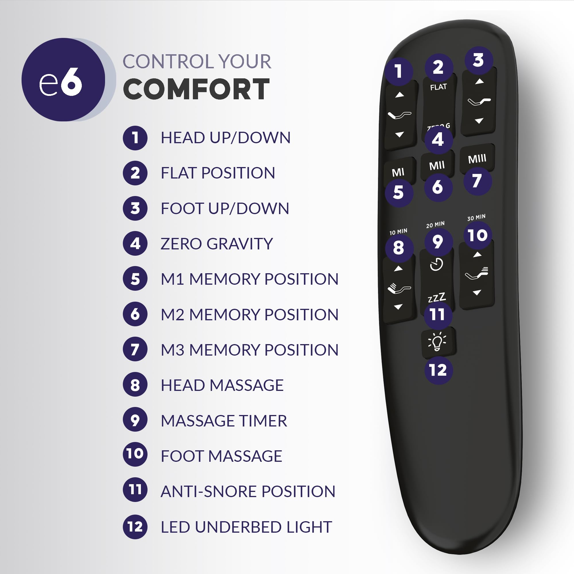 Blissful Nights e6 Adjustable Bed Frame with Voice Control, Massage, USB Ports, Night Light & Anti-Snore - Zero Gravity, Wireless Remote, Tool-Free Assembly (Split King) - Perfect for Back Pain Relief, Snoring Reduction & Relaxing in Bed