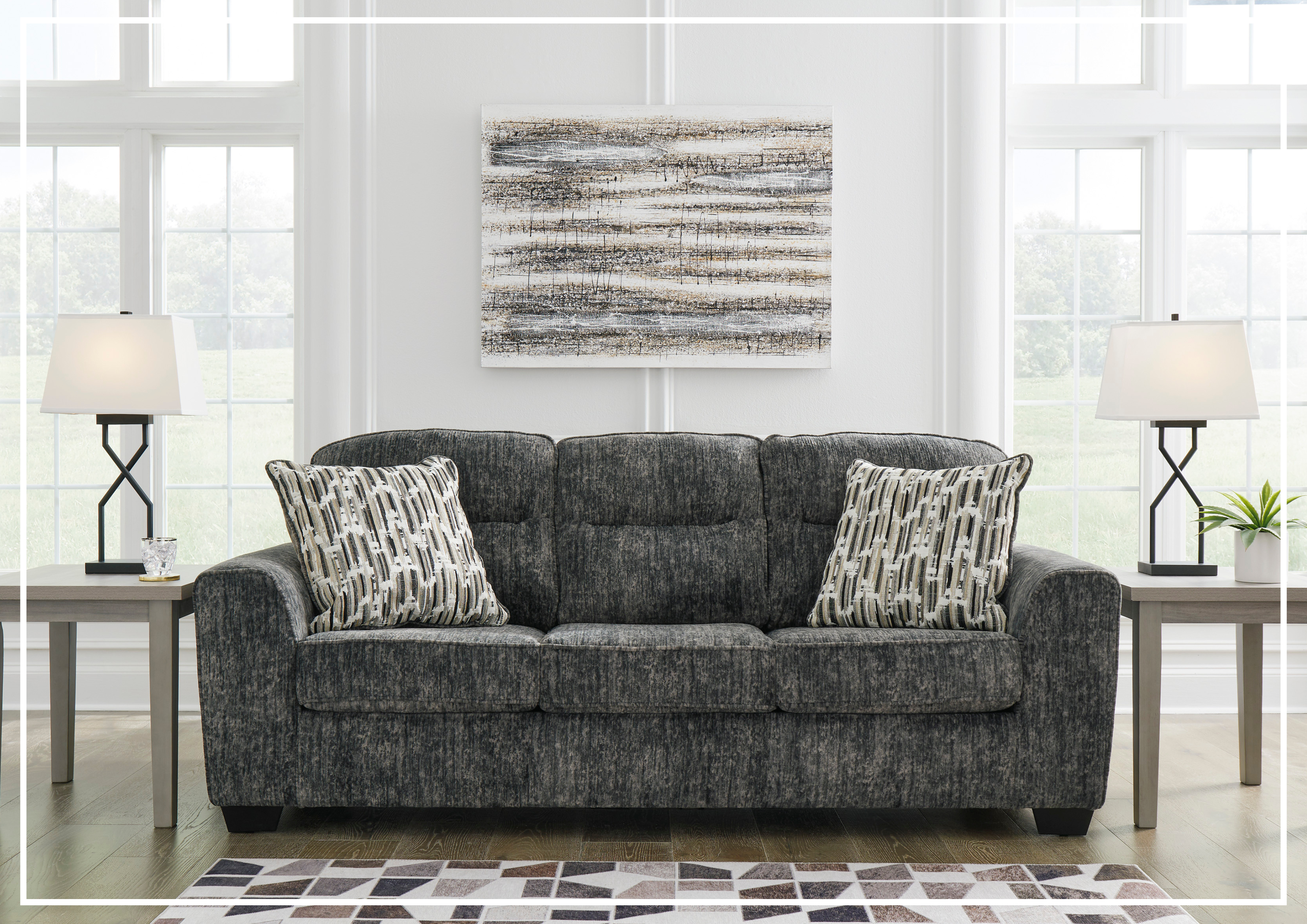 Gio Italia Lucino Fabric Sofa - Modern Gray Living Room Couch for Small Spaces, Apartments & Cozy Home Decor | Comfortable Sectional Sofa with Soft Fabric Upholstery | Perfect for Lounge, Family Room & Entertainment Areas