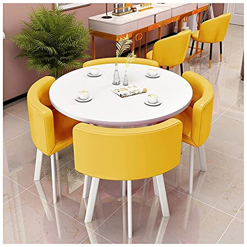 Premium PU Leather Dining Table Set - 1 Table & 4 Chairs for Office, Business, Hotel Lobby, Restaurant & Home Use | Elegant Red/Yellow Options | Perfect for Meetings, Dining & Commercial Spaces
