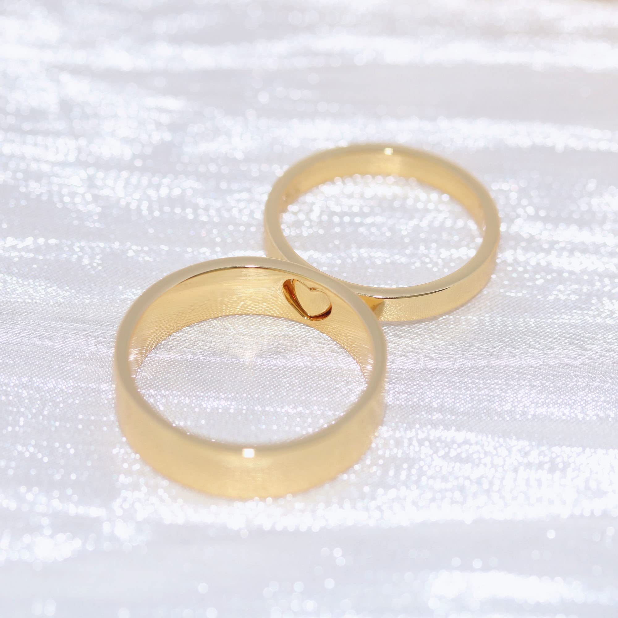 Personalized 925 Sterling Silver Couple Rings - Custom Heart Promise & Matching Wedding Bands for Him & Her | Romantic Engagement, Anniversary Gift for Couples | Perfect for Proposals, Vows & Special Occasions