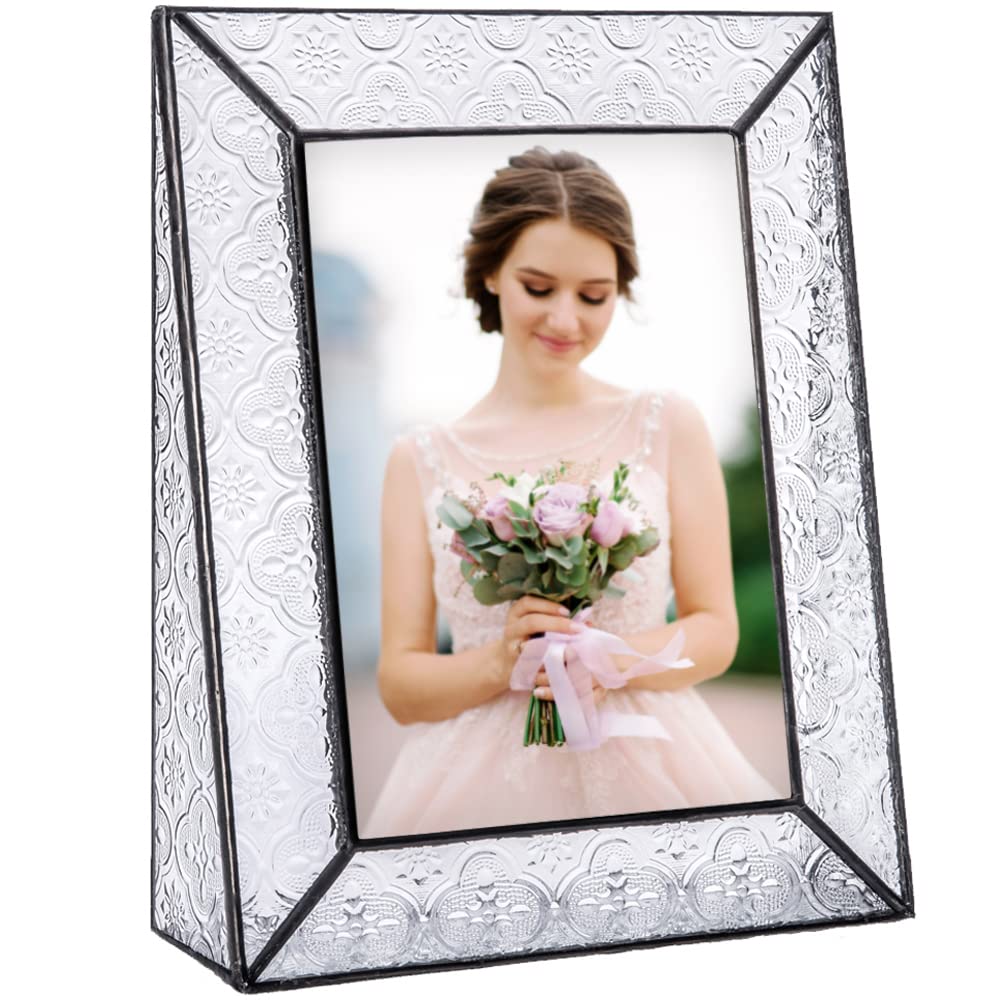 5x7 Clear Glass Picture Frame - Vintage Home Decor for Desk & Tabletop | Perfect for Weddings, Anniversaries & Gifts