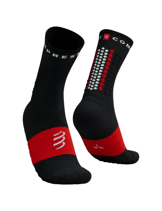Compressport Unisex Ultra Trail Running Socks v2.0 - Moisture-Wicking & Breathable Performance Socks for Hiking, Trail Running & Outdoor Adventures (Black/Red)