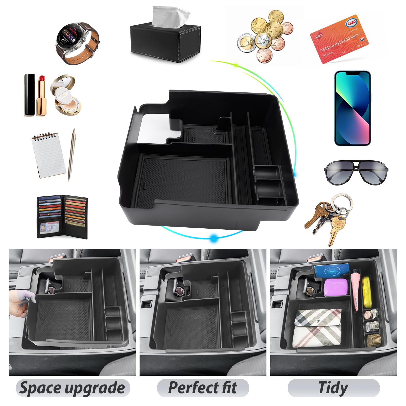 2022-2025 Nissan Frontier Center Console Organizer Tray - Custom Fit Accessory for Frontier S/SV/Midnight Edition/Pro-X/Pro-4X - Perfect for Road Trips & Daily Commute