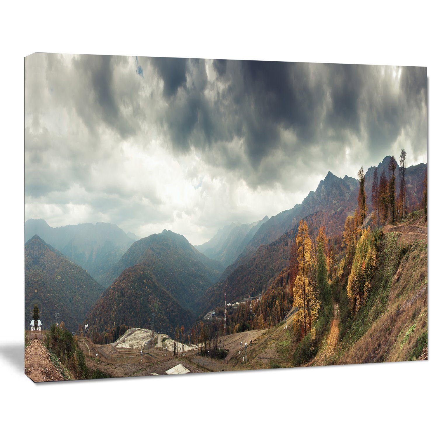 Stunning Caucasus Mountains White Panorama Landscape Artwork Canvas Print - Perfect for Living Room, Bedroom & Office Wall Decor