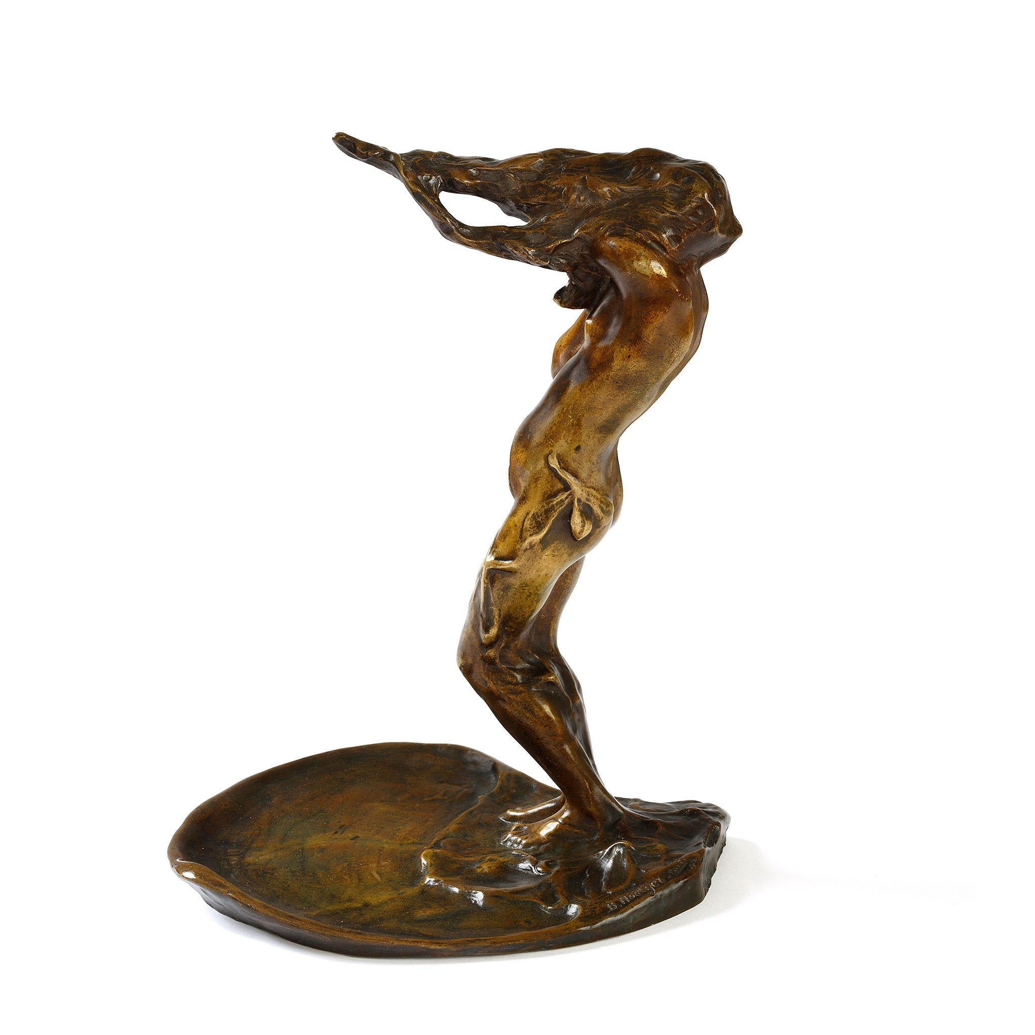 Bernhard Hoetger Le Vent Bronze Figurine Vide Poche - Elegant Decorative Tray for Jewelry & Keys | Perfect for Living Room, Bedroom, or Entryway Display