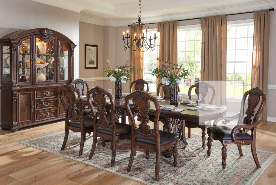 Bergen 9-Piece Dining Room Set - Modern Wood Table & Chairs for Family Meals & Entertaining