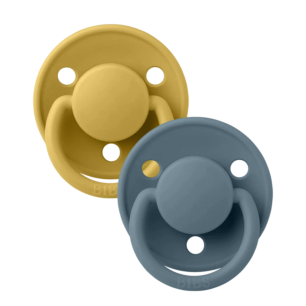 BIBS Round De Lux Silicone Pacifiers 2-Pack for Babies 0-3 Years | Soft Orthodontic Soothers for Newborns & Toddlers | Perfect for Daycare, Travel & Sleep Comfort