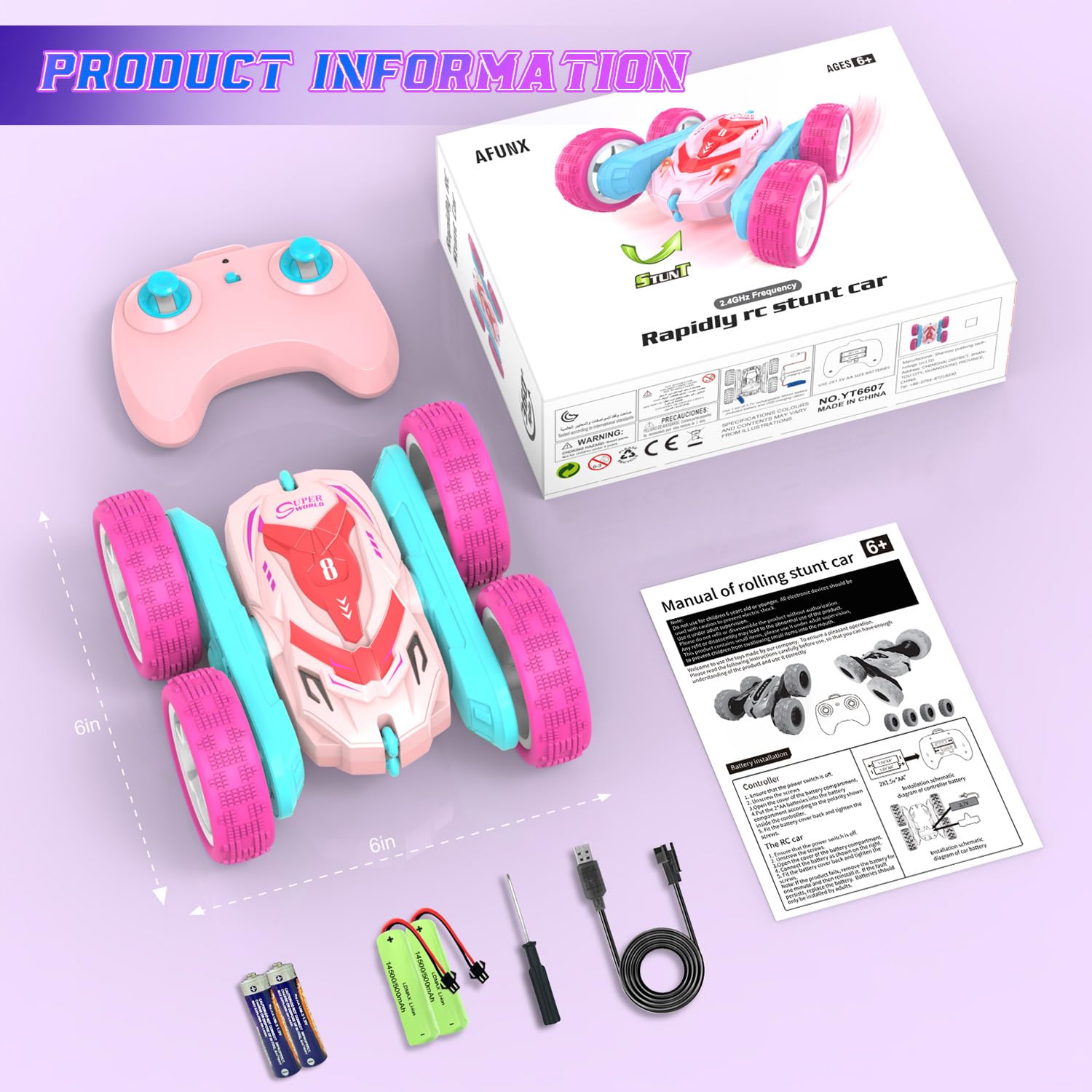 360° Flip RC Stunt Car - 2.4Ghz 4WD Rechargeable Toy for Kids | Outdoor & Indoor Play | Birthday Gift