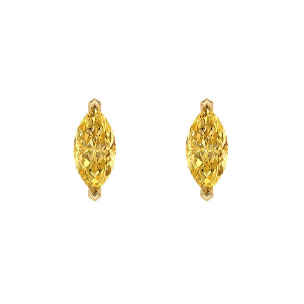 1.0 Carat Marquise Cut Natural Yellow Citrine Stud Earrings in 14k Yellow Gold with Screw Back – Elegant Fine Jewelry for Women, Perfect for Weddings, Parties & Gifting