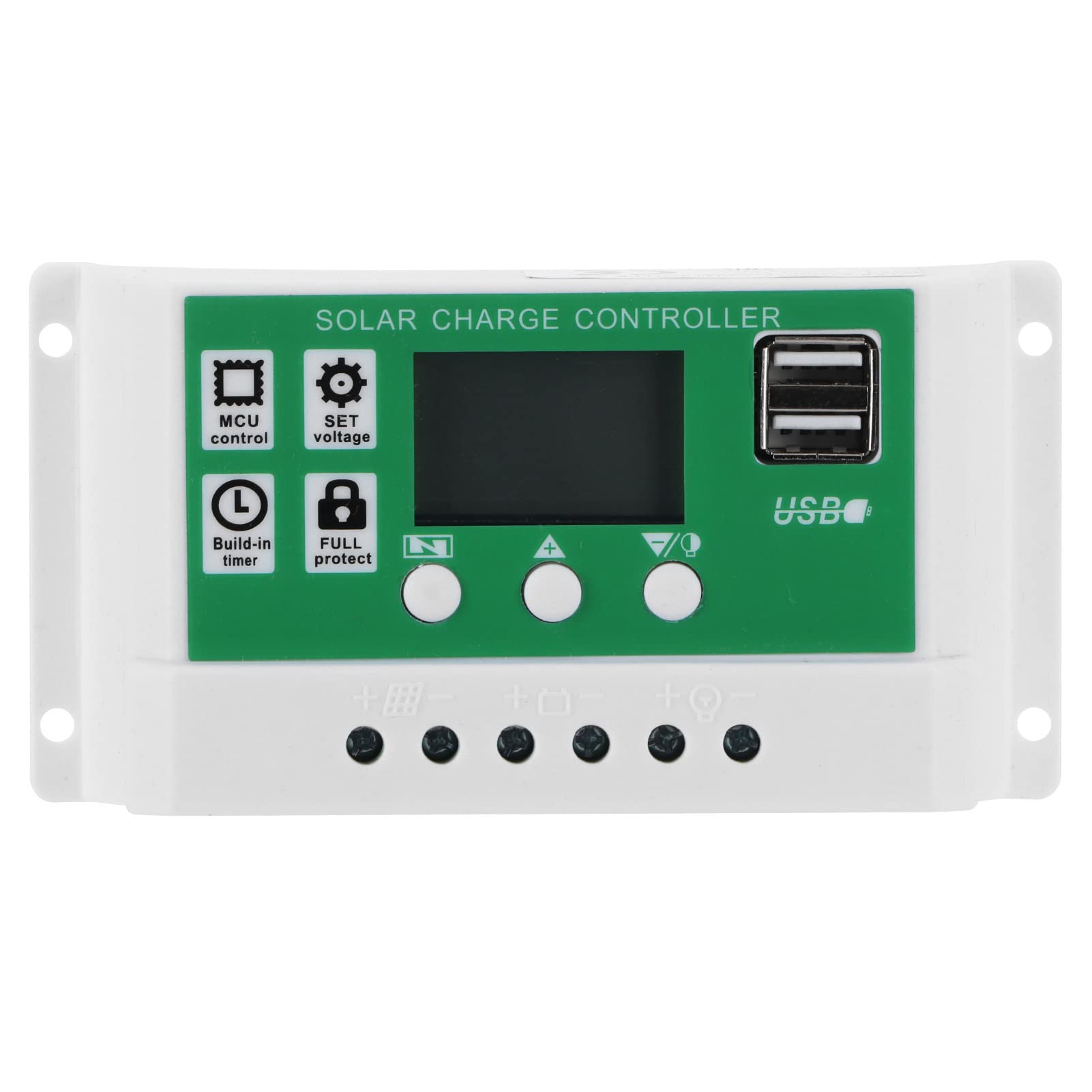 Kuuleyn 10A 12V/24V PWM Solar Charge Controller with LCD Display - Adjustable Solar Panel Regulator for RV, Boat, Off-Grid Power System & Solar Battery Charging