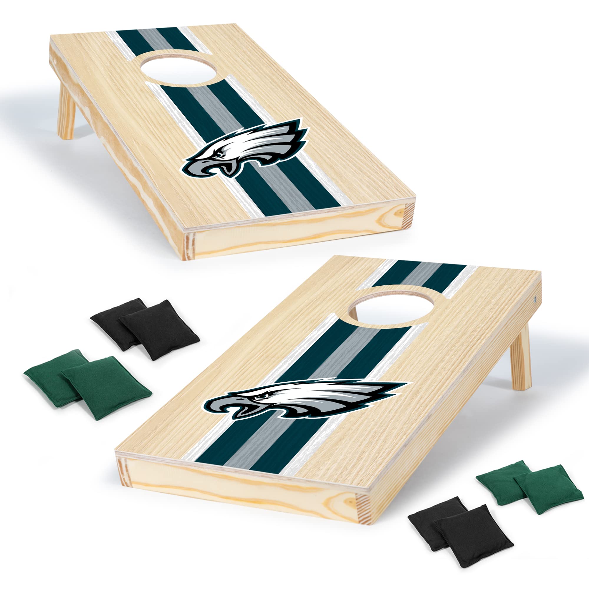 Philadelphia Eagles NFL Cornhole Set - 1' x 2' Solid Wood Bean Bag Toss Game with HD Team Graphics | Perfect for Tailgating, Backyard Parties & Outdoor Family Fun | Great Gift for Football Fans
