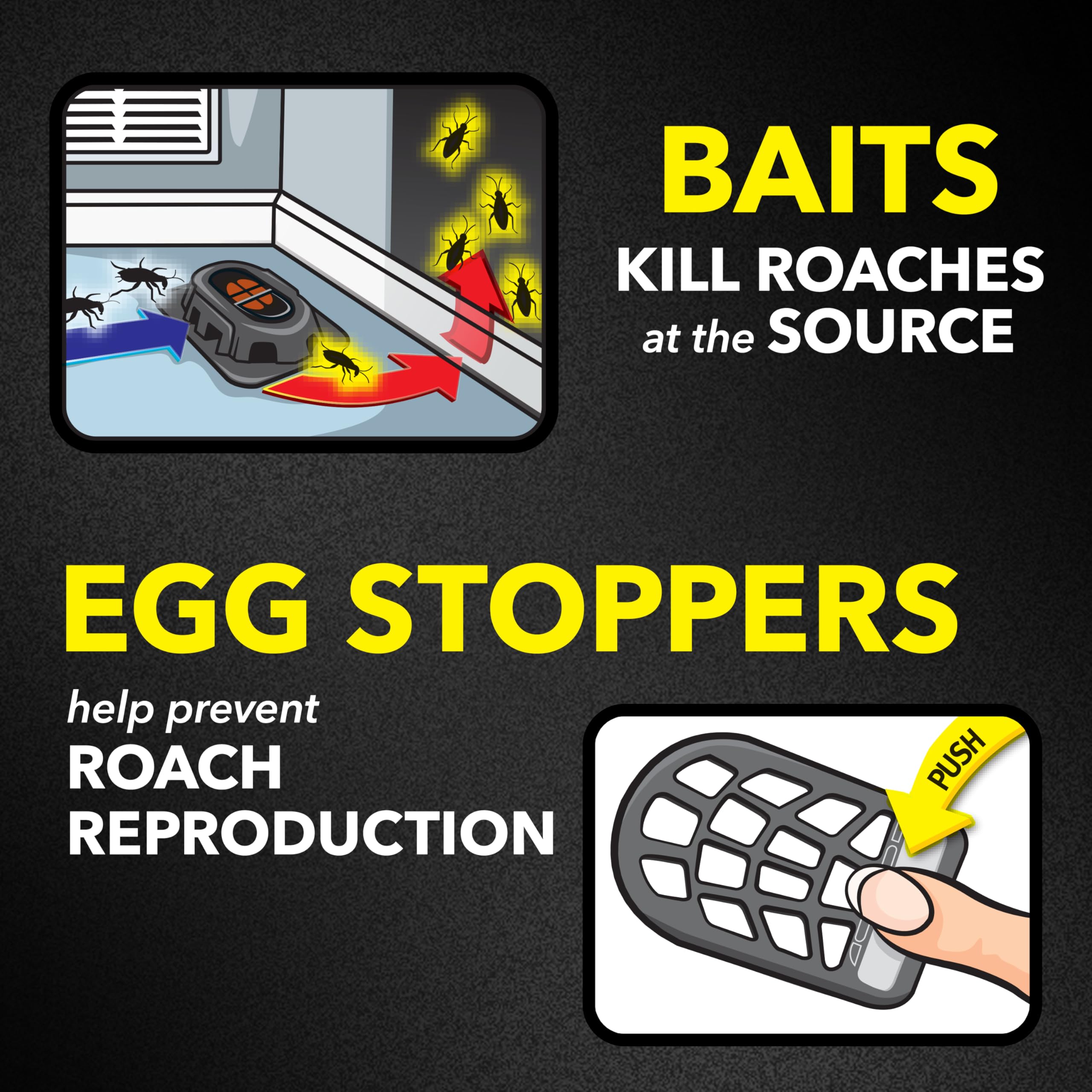 Raid Roach Killer Baits with Egg Stoppers - 12 Count | Effective Cockroach Control for Kitchens, Bathrooms & Homes | Long-Lasting Pest Protection