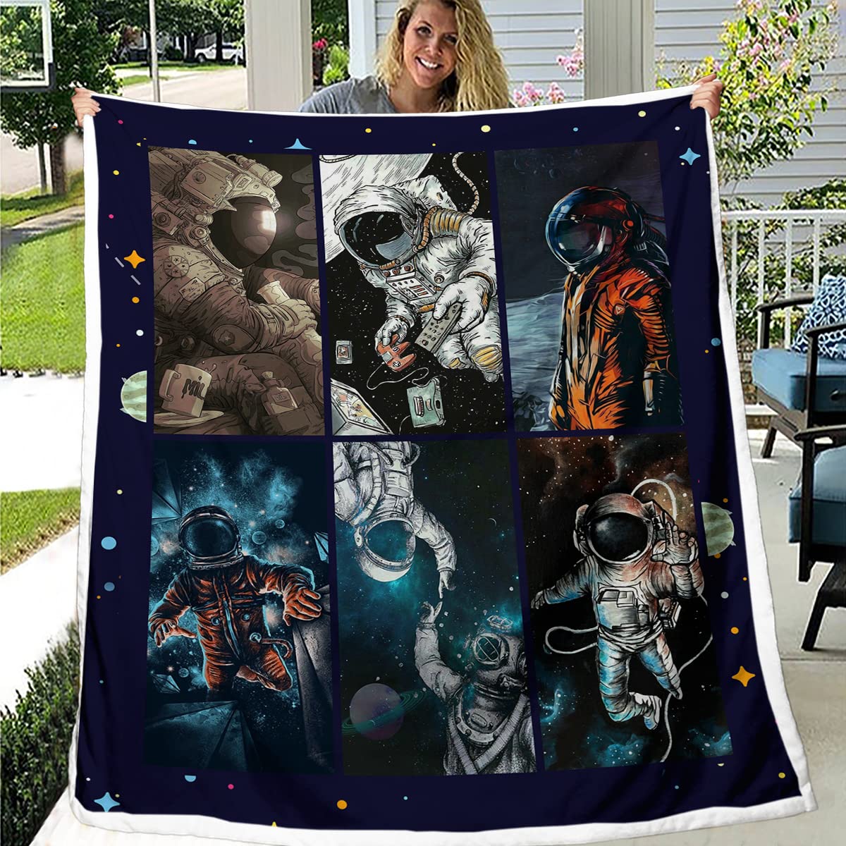 BEDMUST Astronaut Blanket for Boys - Outer Space Themed Soft Fleece Throw Blanket (50x60 inches) - Warm & Cozy for Sofa, Chair, Bed, Office - Perfect for Kids' Rooms, Movie Nights & Space-Themed Decor
