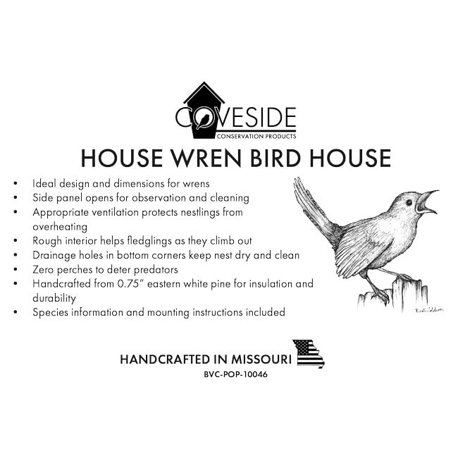 Premium Wooden Wren Bird House - Natural Cedar Birdhouse for Outdoor Garden, Backyard & Patio - Perfect for Attracting Wild Birds & Enhancing Your Garden Decor