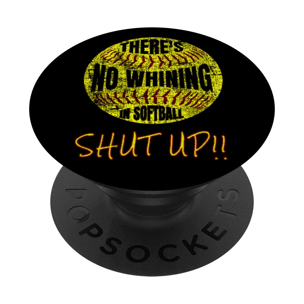 No Whining in Softball Stitches Fastpitch Quote PopSockets PopGrip - Swappable Phone & Tablet Grip for Girls | Perfect for Softball Players, Fans & Sports Enthusiasts