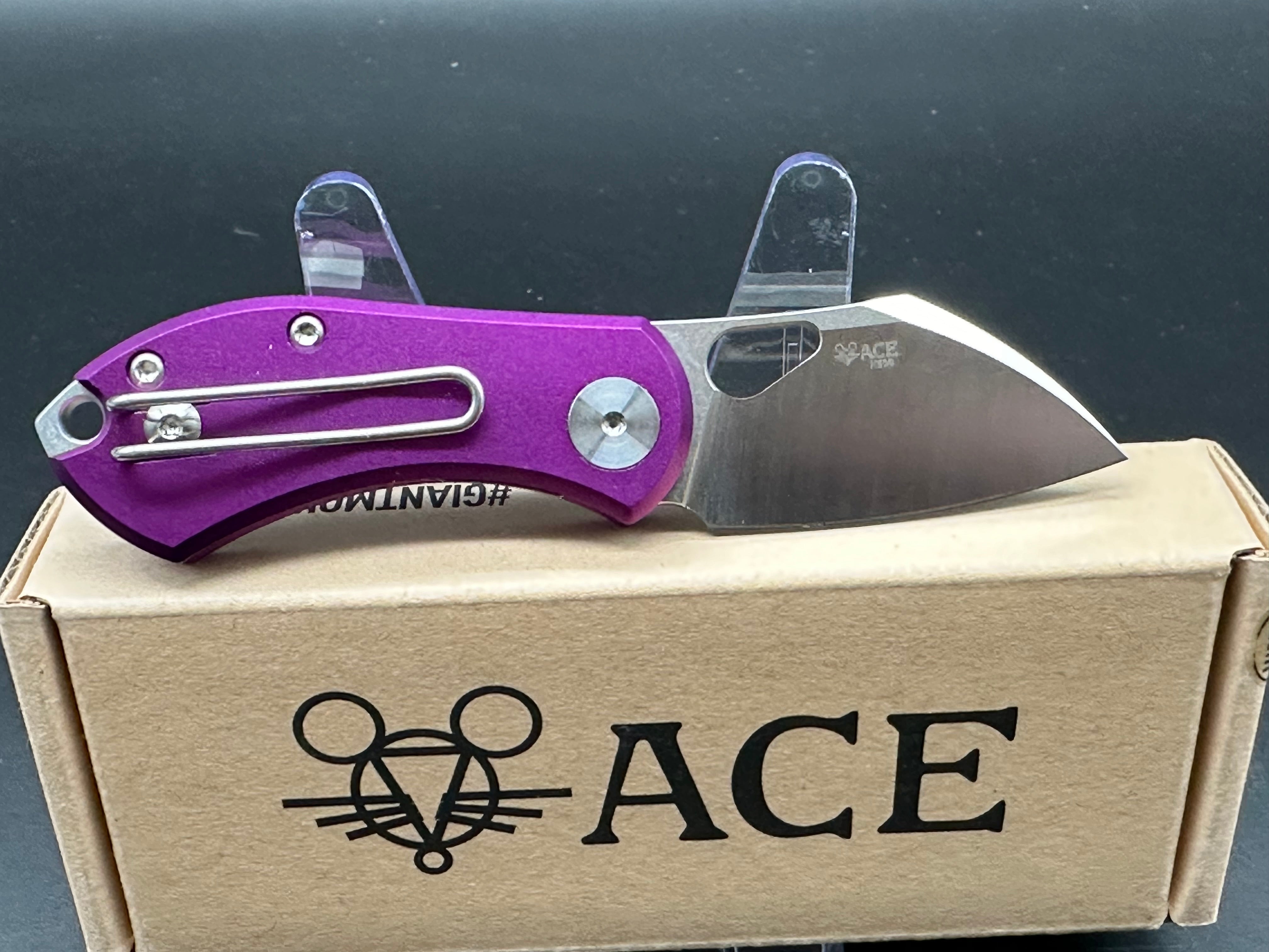 GiantMouse Vox/Anso ACE Nibbler Folding Knife - Purple Aluminum Handle, 1.9
